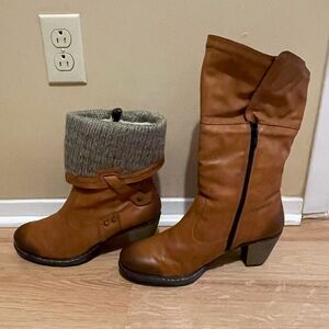 Like new Rieker tan heeled boots. 2 ways to wear.